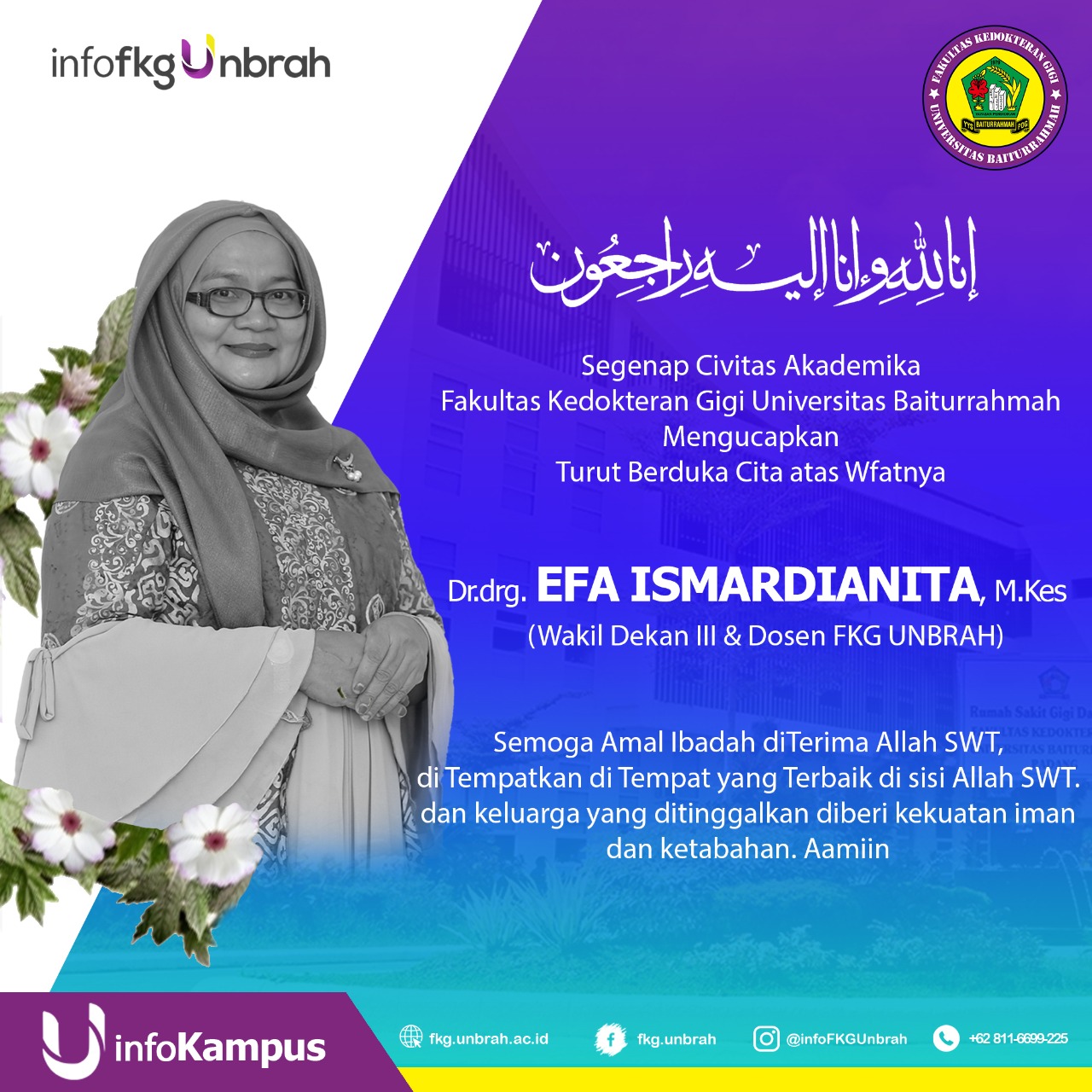Wakil Dekan III FKG Unbrah Meninggal Dunia