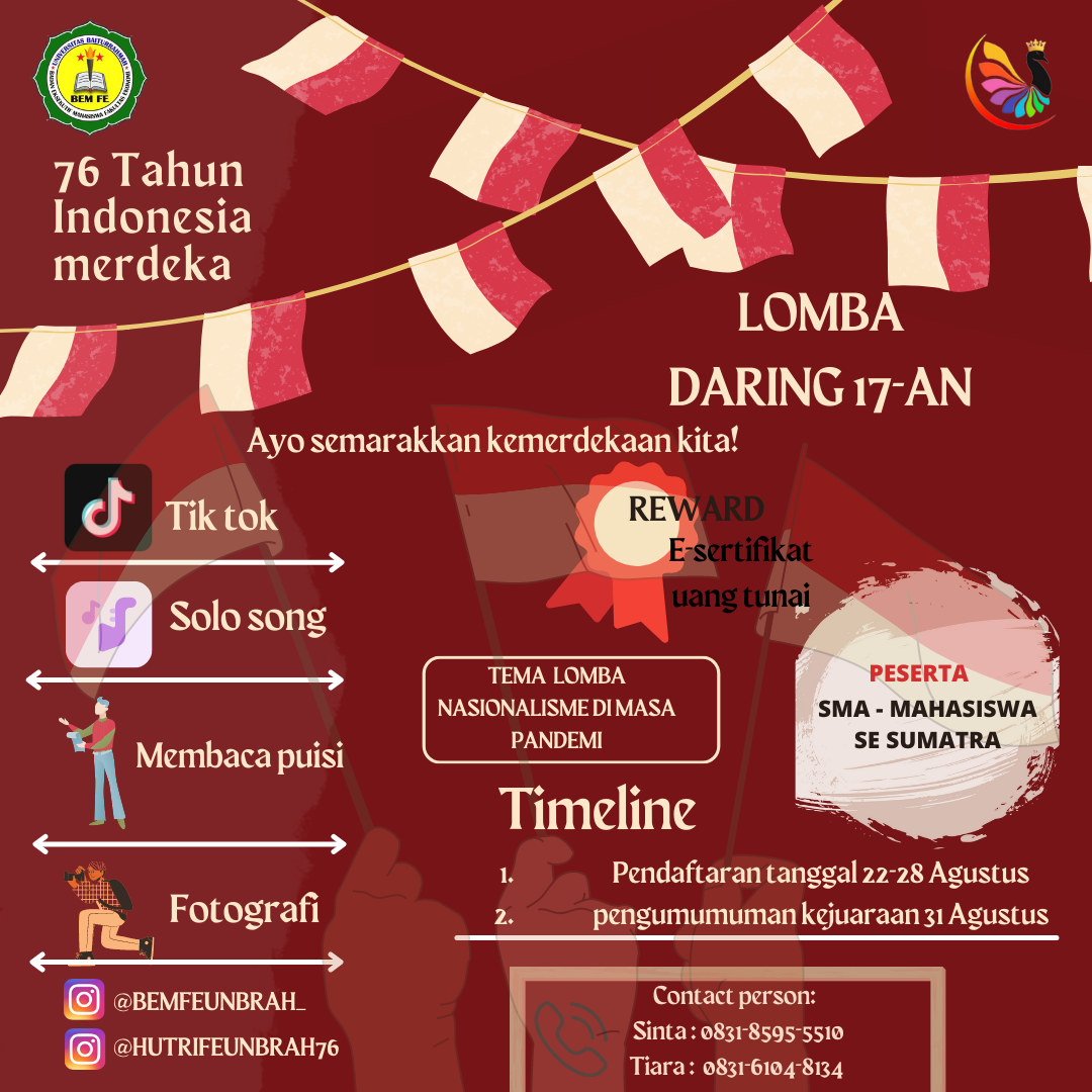 BEM FE Unbrah Gelar Lomba Tiktok dan Solo Song Semarakkan HUT RI Ke-76