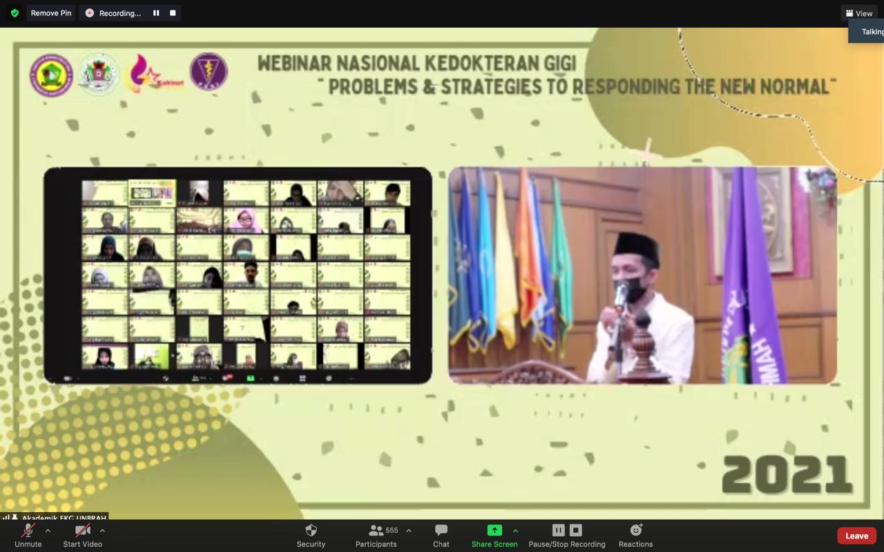 FKG Gelar Webinar Nasional Kedokteran Gigi dengan Tema “Problems and Strategies to Respond The New Normal Area”