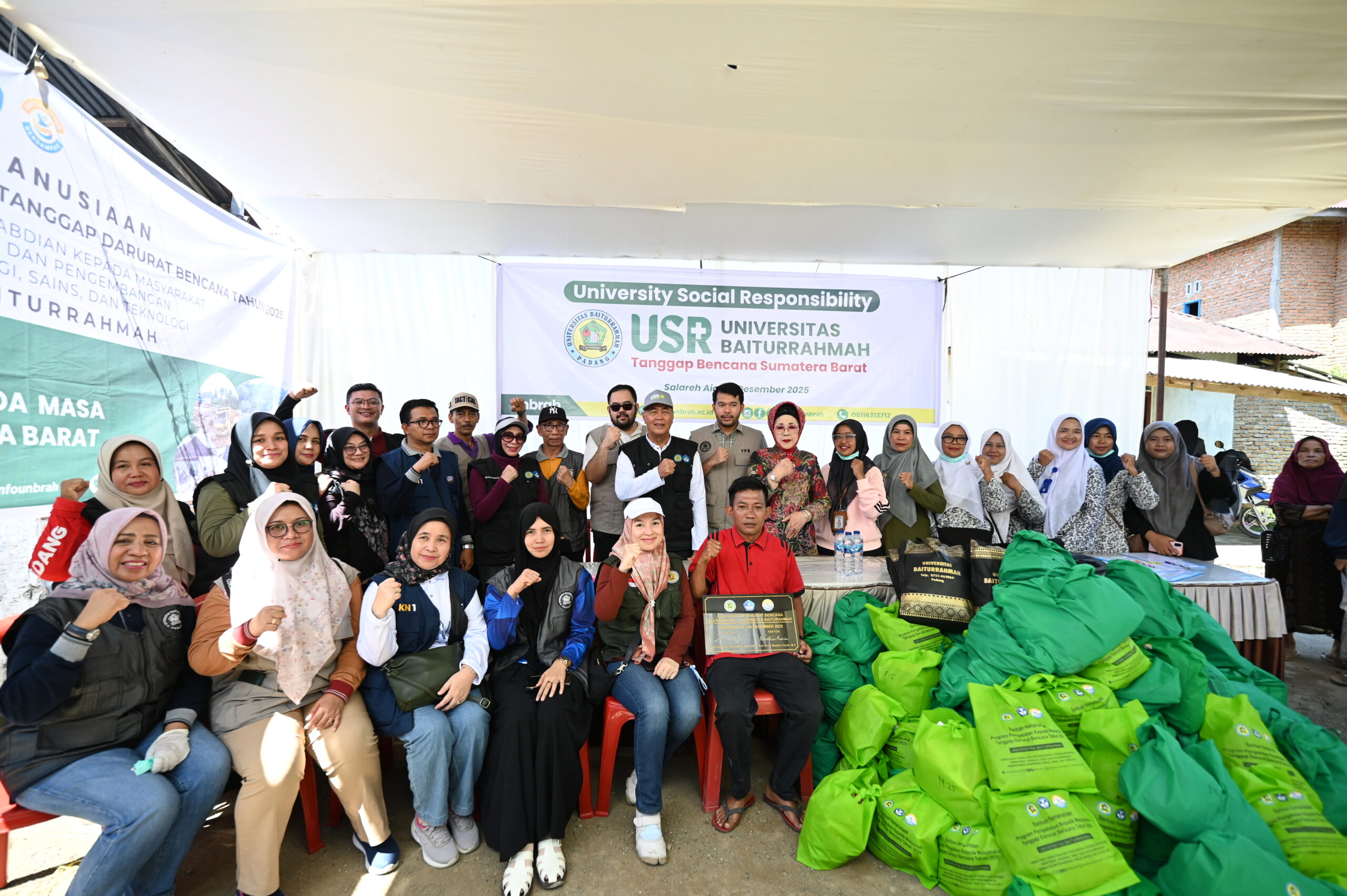 Unbrah Laksanakan USR Tanggap Darurat dan Pengabdian Masyarakat Hibah Dikti di Salareh Aia Agam
