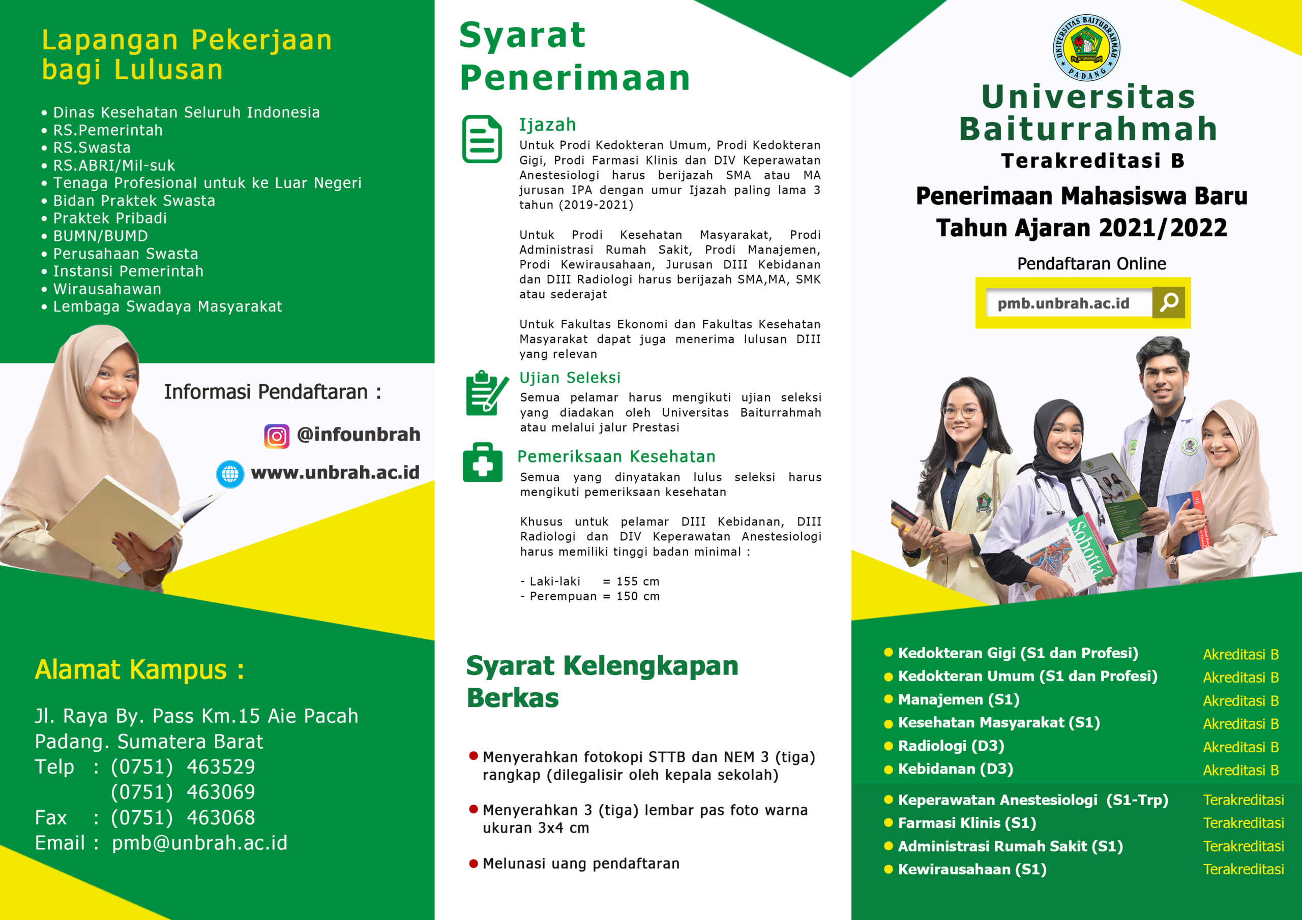 Leaflet/Brosure  Penerimaan Mahasiswa Baru Unbrah Tahun Ajaran 2021/2022