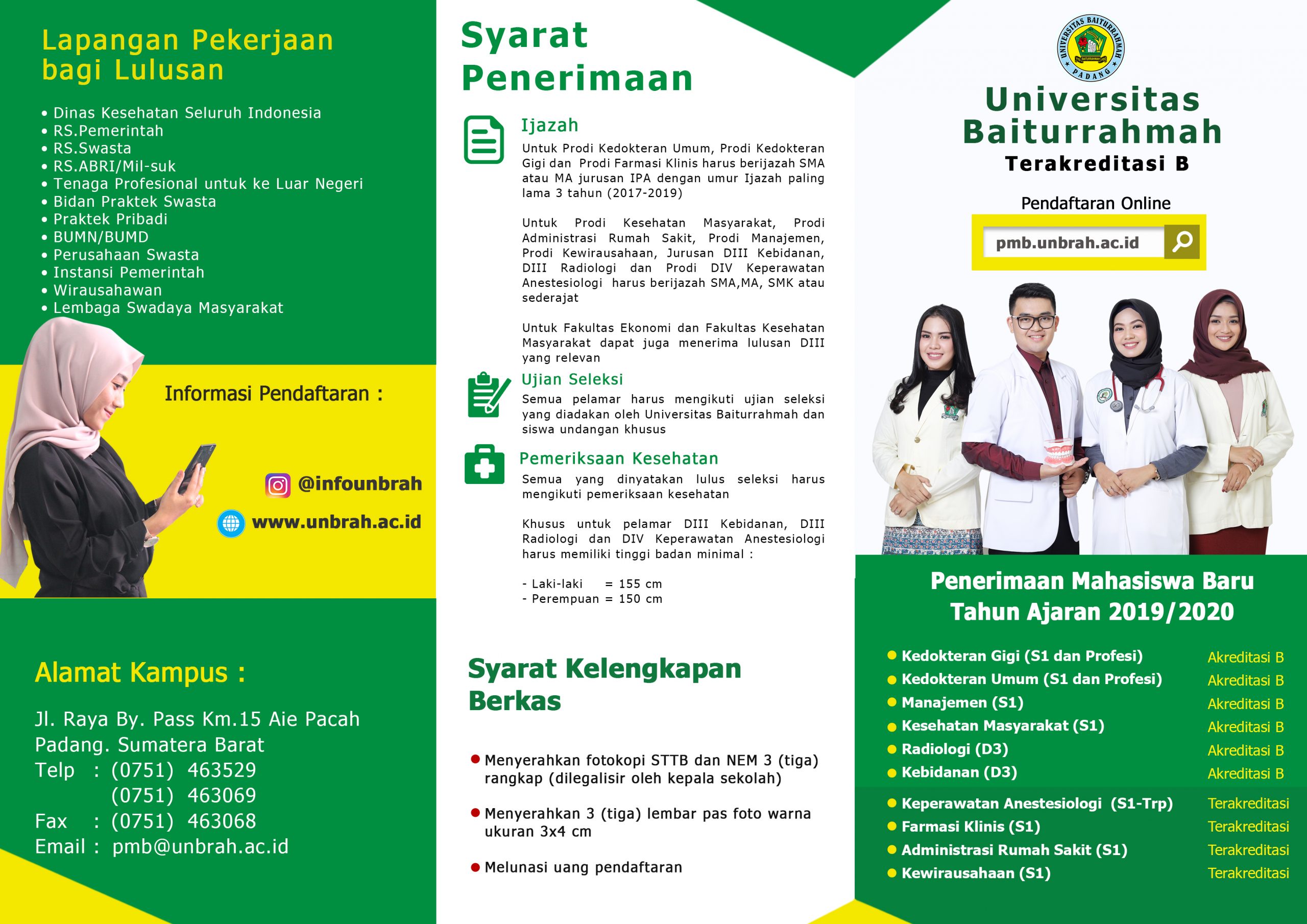 Brosure / Leaflet Penerimaan Mahasiswa Baru Universitas Baiturrahmah