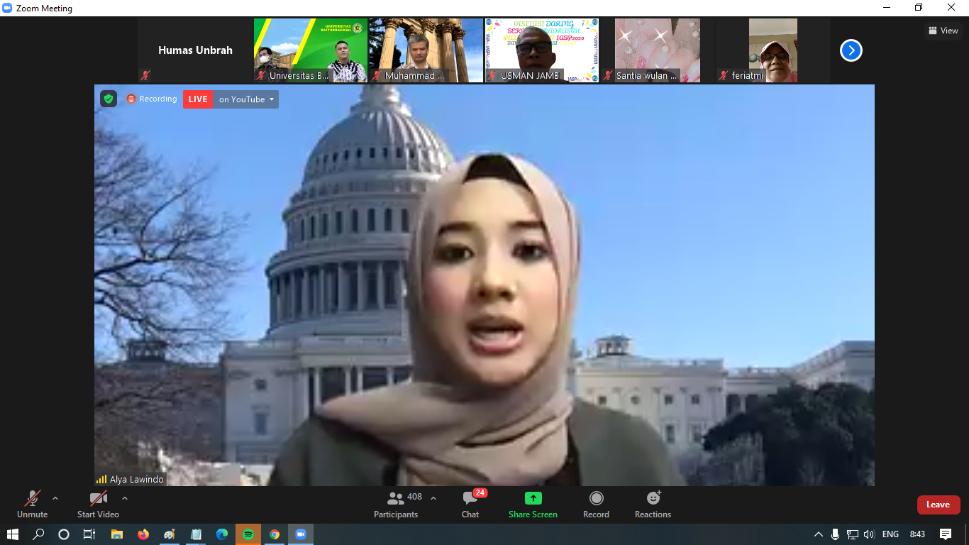 Diaspora Muda Indonesia Berbagi Pengalaman Dalam Webinar Unbrah