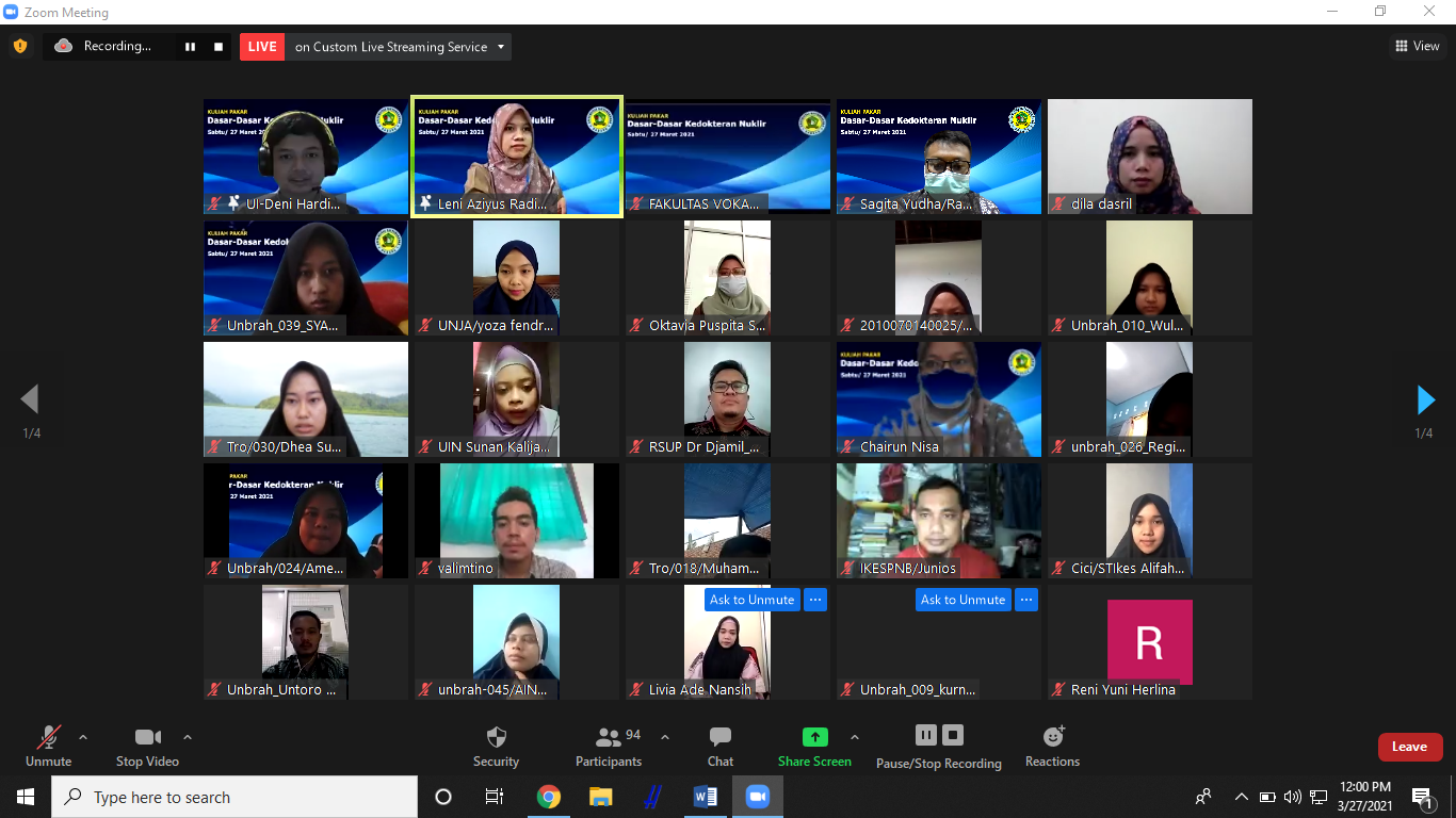 Prodi Radiologi Unbrah Gelar Kuliah Pakar “Dasar-Dasar Kedokteran Nuklir” Secara Daring